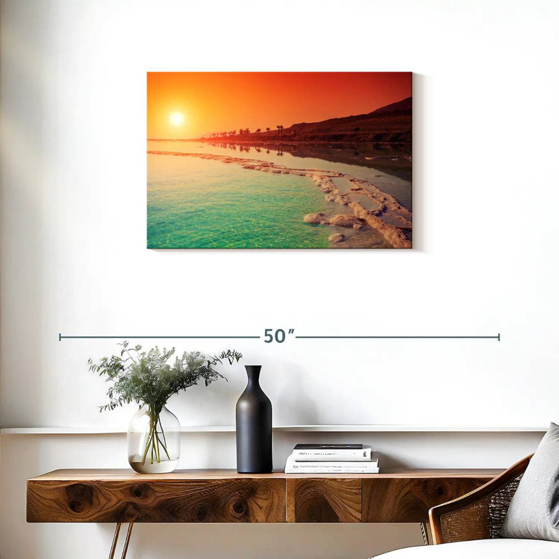 Lever de soleil sur la mer Morte Gillard, H 20 po x l 30 po