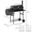 Barbecue au charbon de bois avec barbecue à fumoir décalé, noir