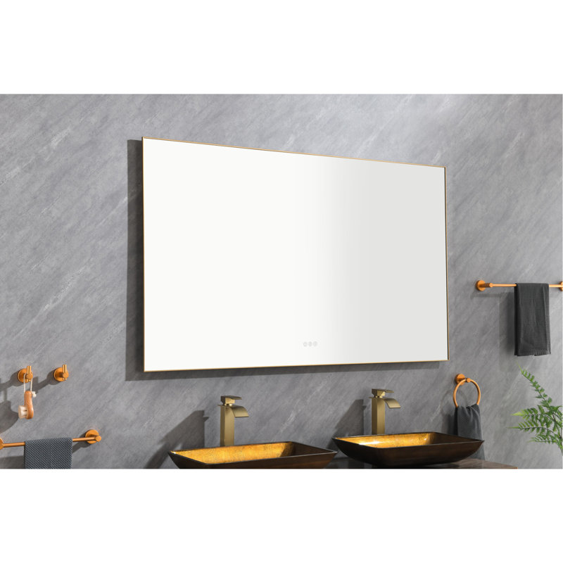 60x36inch Led Bathroom Vanity Mirror With Back , Wall Mount, Fog Attribute, Memory Mode, Adjustable, Gold Shining, Aluminium Created 60 X 36inch Mountable, Characteristic, Setting, Glow, Constructed