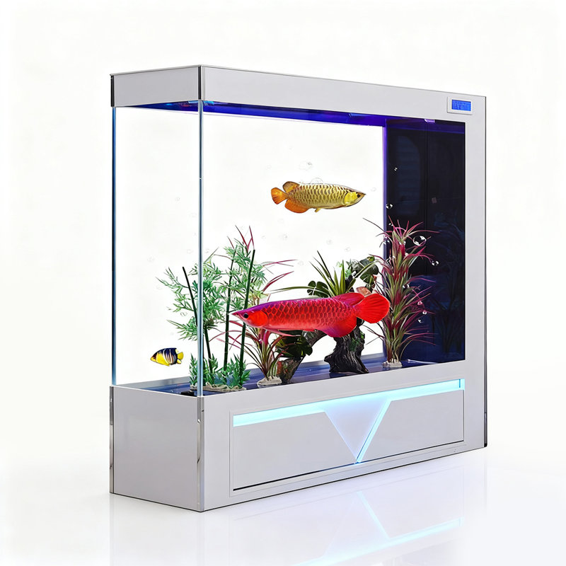 Aquariums en verre ultra-transparent avec bande lumineuse cachée, Blanc, 83,92 gallons (H 51,18 po x l 39,37 po x P 15,75 p