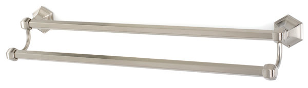 Porte-serviettes mural double Nicole, Nickel satiné, L 26,5 po x P 6 po