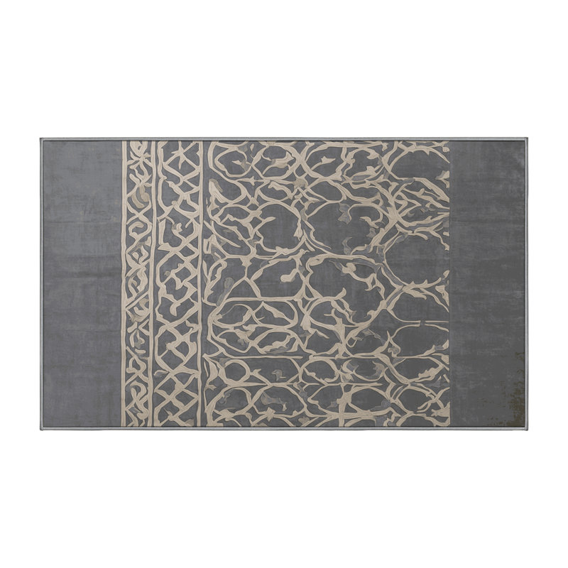 Machine Washable Gray Area Rug, Runner 2' x 4'