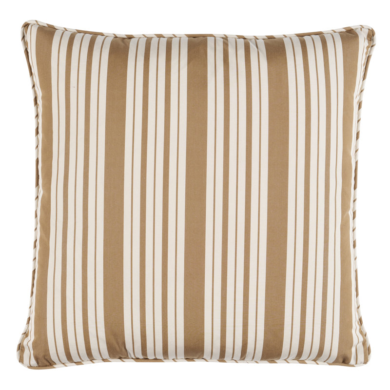 Schumacher x Mark D. Sikes Markie Stripe Pillow, 22"H x 22"W, Brown, Square