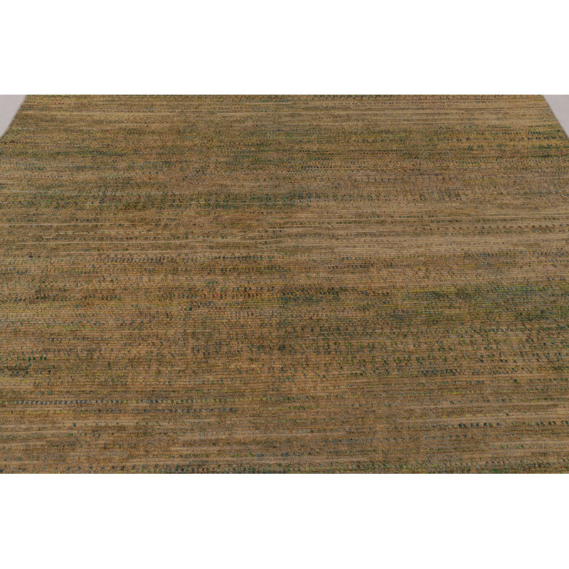 Modern Hand Knotted Wool Area Rug in Beige/Brown, Gold, Blue, Green,