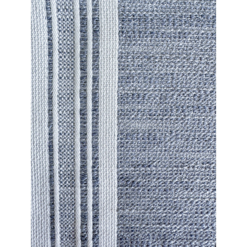 Indigo and White Striped Fabric Rectangle Placemat