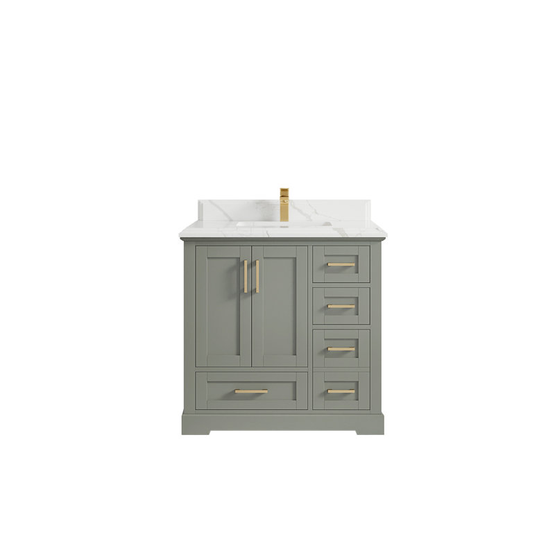 Boston 36 po X P 22 po Meuble-lavabo central D D Evergreen, Calacatta Laza