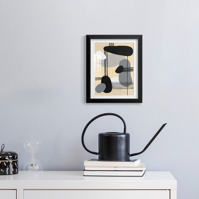 «Interconnected Shapes II», impression encadrée, H 25,5 po x l 17,5 po, Noir
