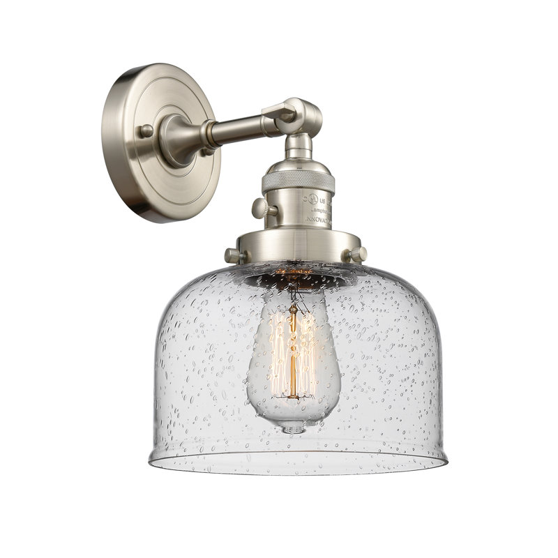 Bell - 1 Light 8" Sconce, 60 Watt Vintage Incandescent Bulb, Seedy, Brushed Satin Nickel