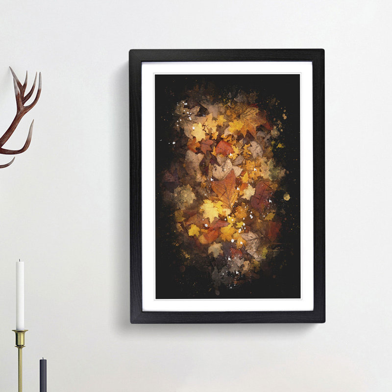 Fallen Leaves - Single Picture Frame Painting on MDF, Black Framed, 45cm H x 33cm W x 2cm D