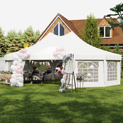 29' X 21' Canopy Party Event Tent With 2 Pull-Back Doors, White
