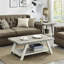 Table basse 3 - Gris et beige patiné, plateaux rectangulaires, tablette supplémentaire, plateaux en bois avec rangement et pieds évasés-1531380188-1531380181