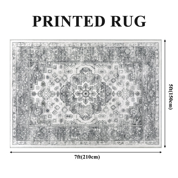 Oriental Machine Washable Gray Area Rug