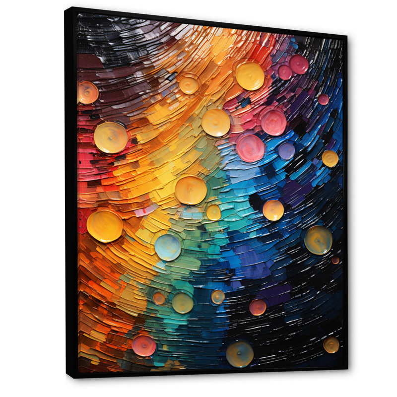 Franoise Compact Discs Shimmering Beats III - reproduction sur toile, Cadre flottant noir, H 44 po x l 34 po x P 1,5 po
