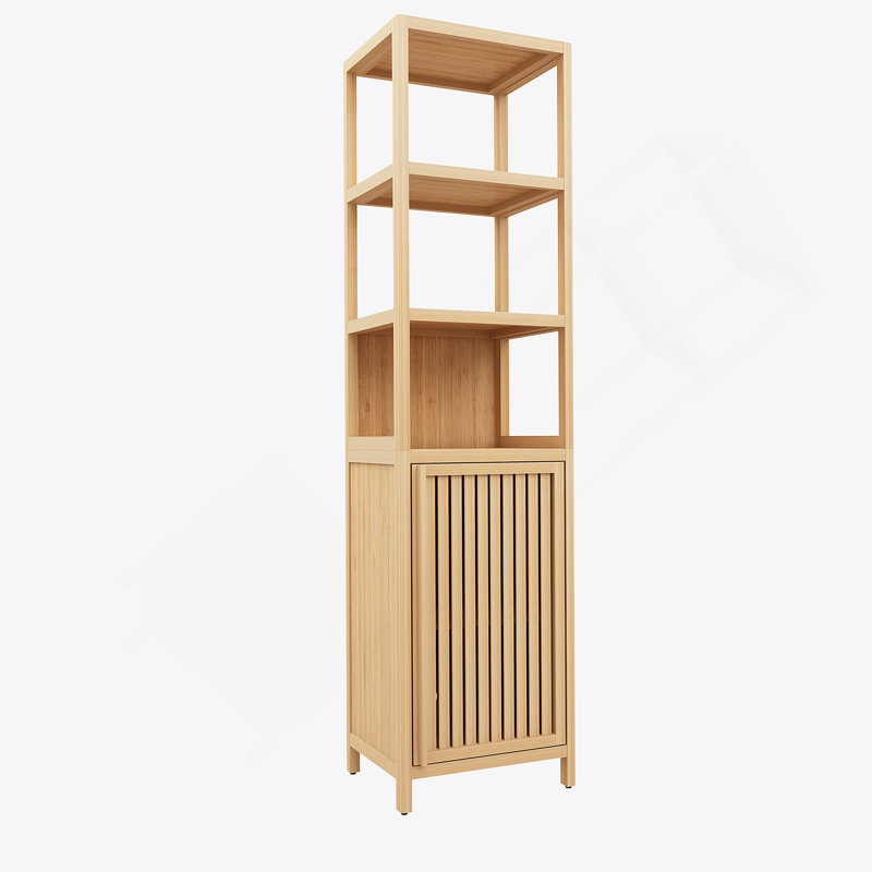 Grande armoire de rangement avec porte à volets et 3 tablettes, armoire de rangement autoportante en lin