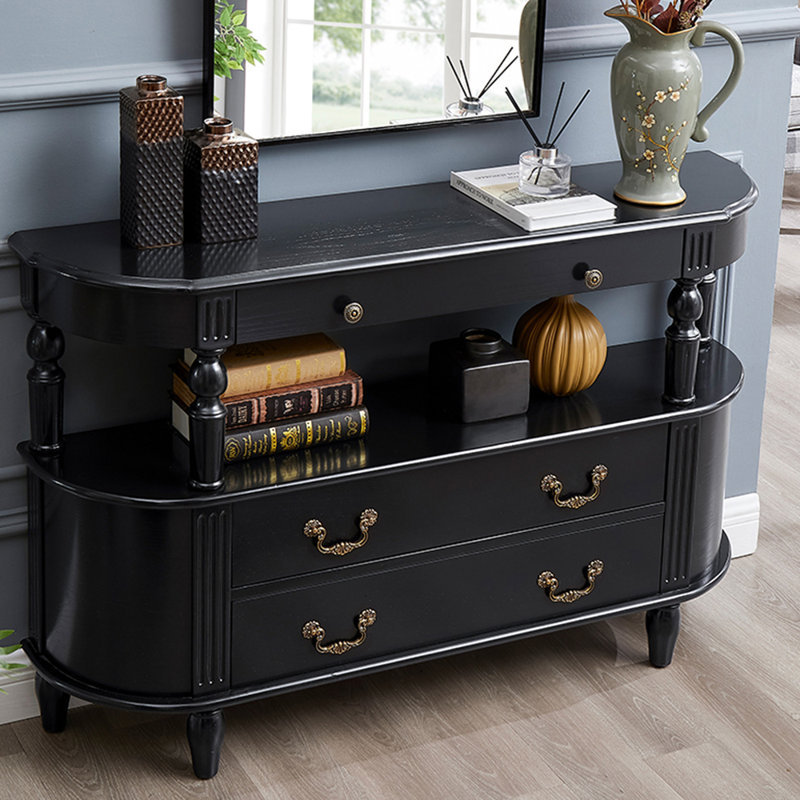 Callaway 51.2" Solid Wood Console Table, Black