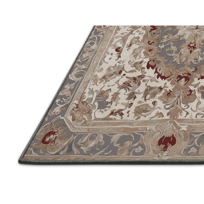 Tapis gris soyeux et moelleux, Rectangle 7 pi x 10 pi