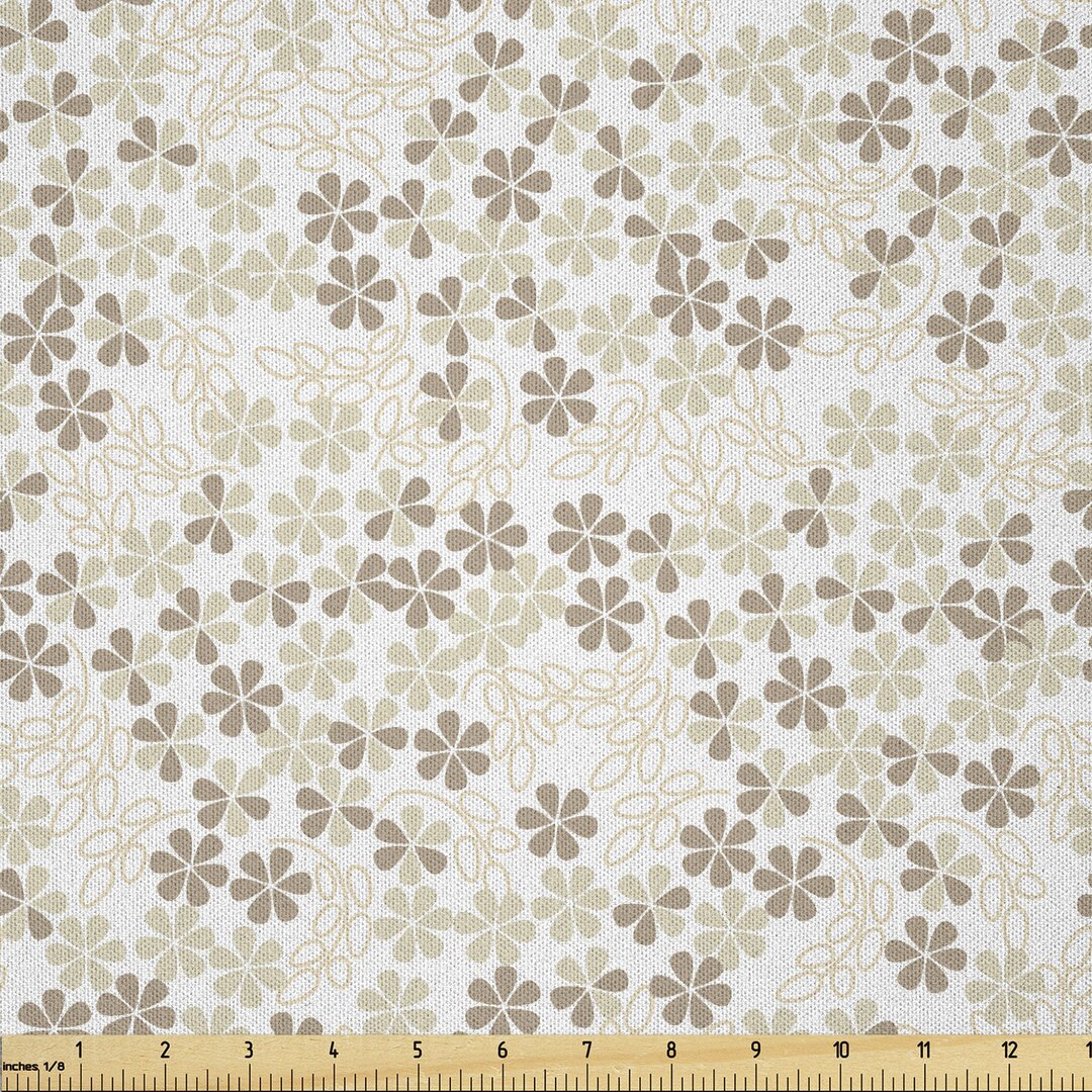 Stoff als Meterware, Blumen-Blumenstrauß-Blüten, Sommer, Beige Umber Creme