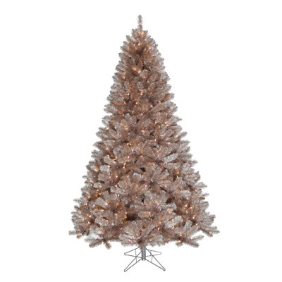 Sapin de Noël guirlande de 5 pi préinstallé en or rose avec connexion instantanée 507 TIPS, UL 250 DEL, diamètre 35 po