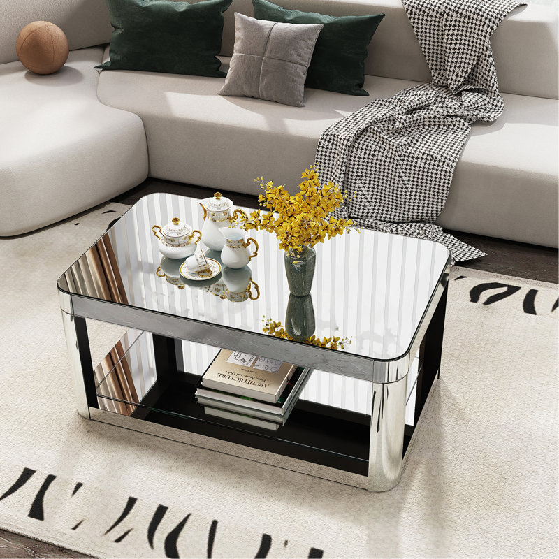 Table basse de salon en verre avec plateau en verre