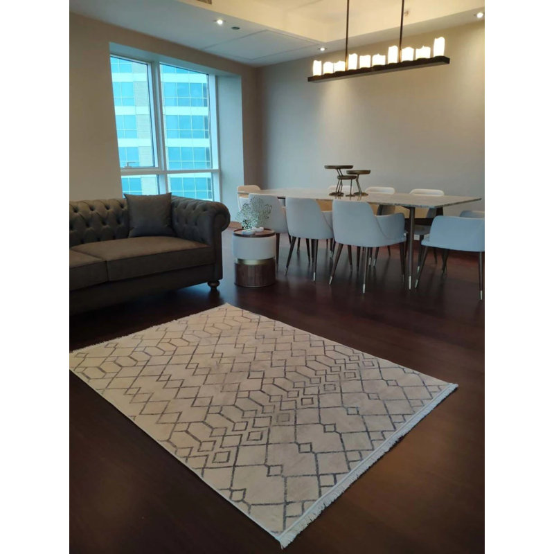 Tapis en coton avec envers antidérapant Larine, Tapis de couloir 3 pi 3 po x 13 pi 1 po