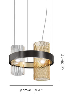 Armonia 2 - Light Chandelier, Crystal Amber, Matte Black;Gold