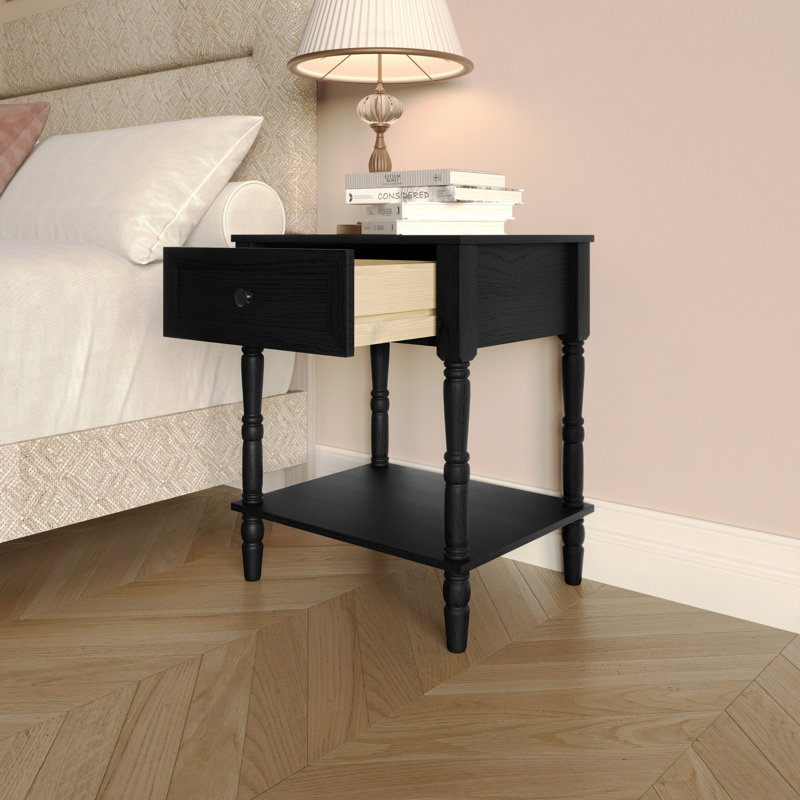 Rumford 1 Drawer Nightstand, Black