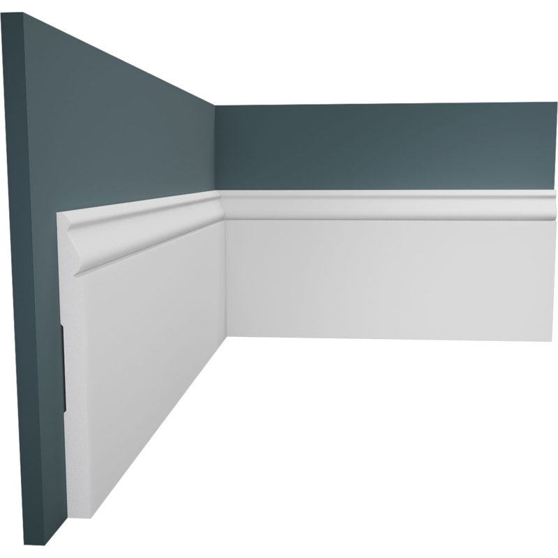 WM810 - 7 1/4 in. H x 9/16 in. P x 96 in. L, TrueCraft PVC Colonial Baseboard Moulding, White