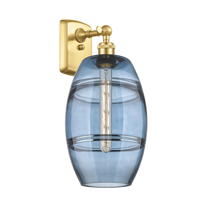 Applique murale en acier Bettylou, Or satiné, Bleu princesse, H 10,88 po x l 8 po x P 8,13 po