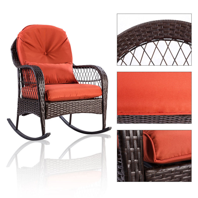 Chaise berçante en osier avec coussin Myrtlewood