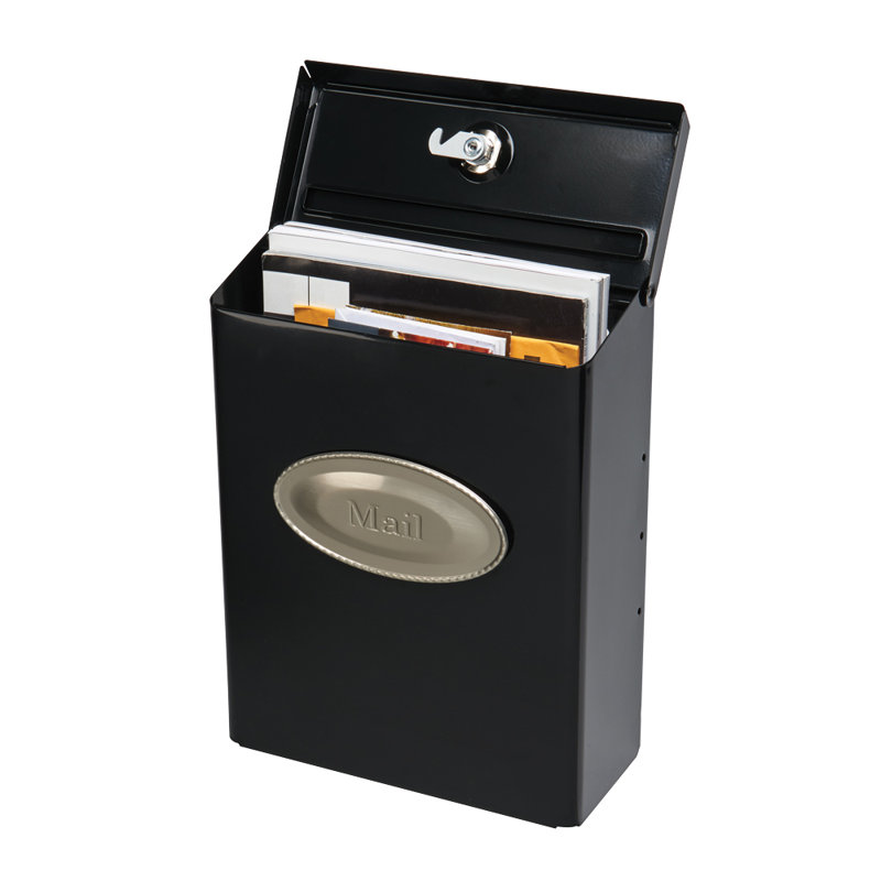 Designer Vertical Wall-Mount Locking Mailbox, Black