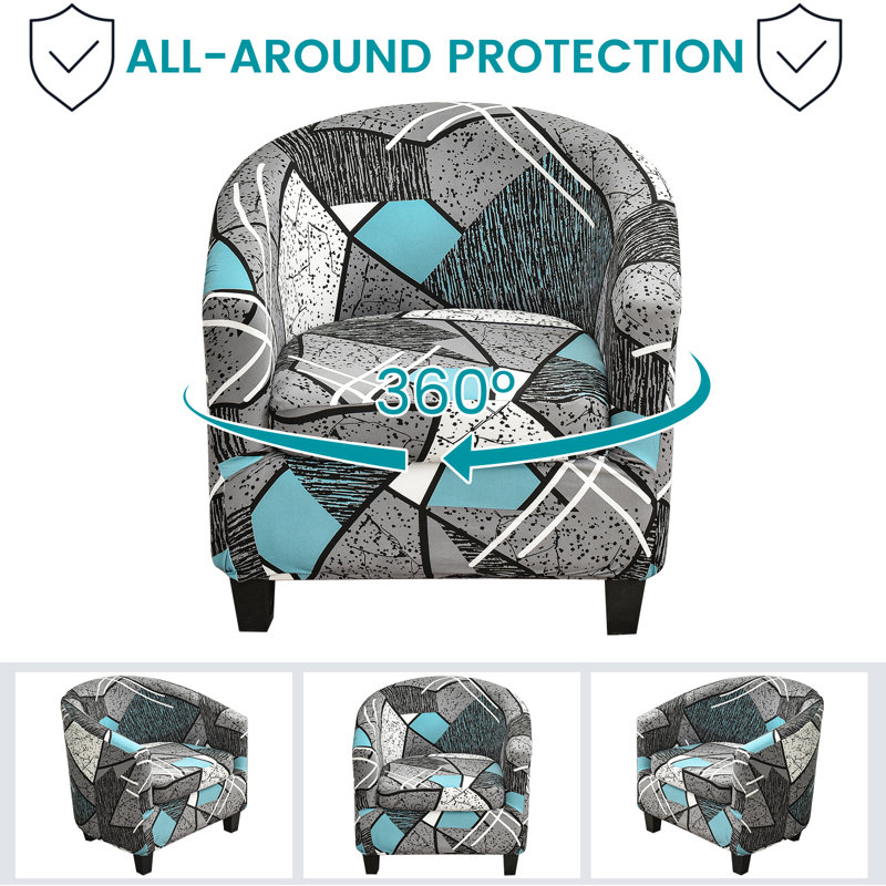Housse pour fauteuil à coussins carrés/rectangulaires, Bleu / gris, Mélange de polyester