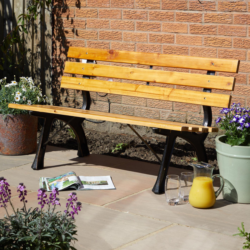Clayton Metal and Wooden Outdoor Bench