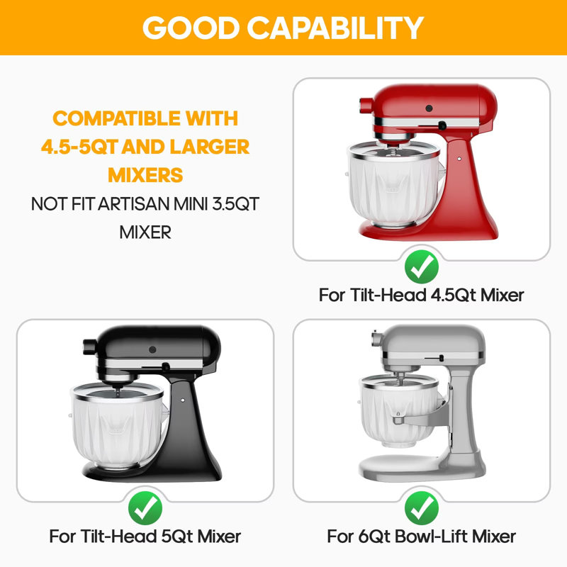 Accessoire de machine à crème glacée 2 pte pour batteurs sur socle KitchenAid, pour 4,5 pintes et plus - inclinable par GVode