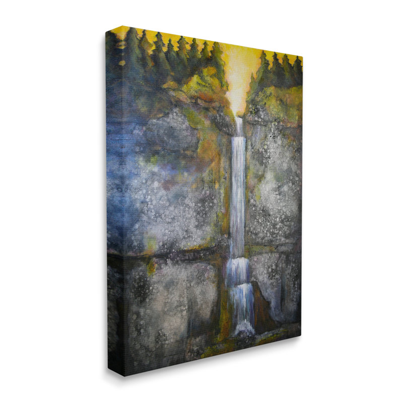 Rustic Sunset Waterfall Cascading Wat par Doris Charest 967, Toile tendue, H 40 po x l 30 po x P 1,5 po