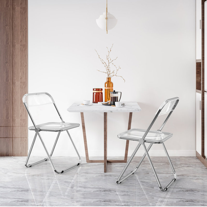 Alcorn Stackable Acrylic Folding Chair Set, Clear
