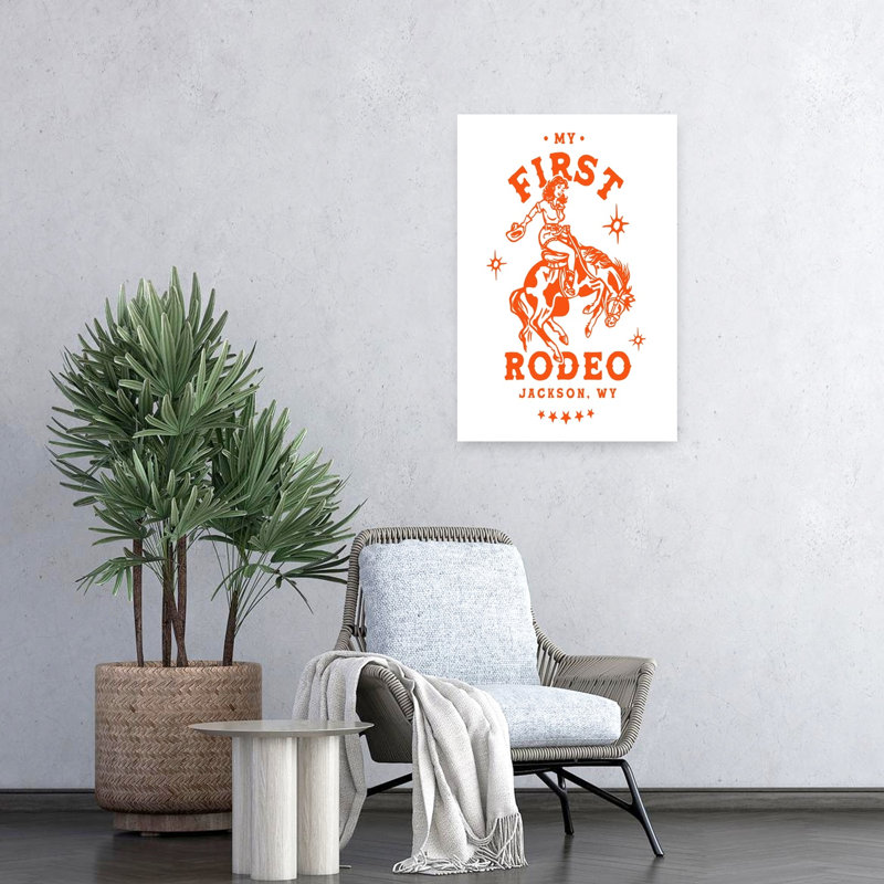 My First Rodeo Jackson Wyoming Horseback Cowgirl Contemporary Horse Wall Art Print, 60.96cm H x 40.64cm W
