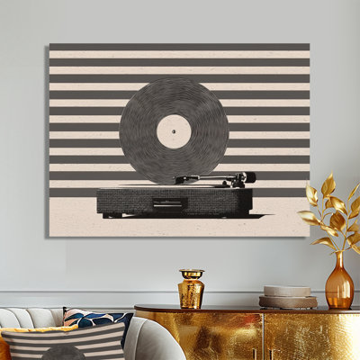Beige And Grey Vintage Vinyl - Vinyl Records Metal Wall Art, Glam Metal Print