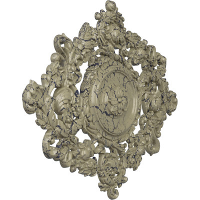 Endurathane Katheryn Ceiling Medallion, 22 1/2"W x 30 3/8"H x 1 1/2"P, Hand-Painted Castle Stone Crackle Finish