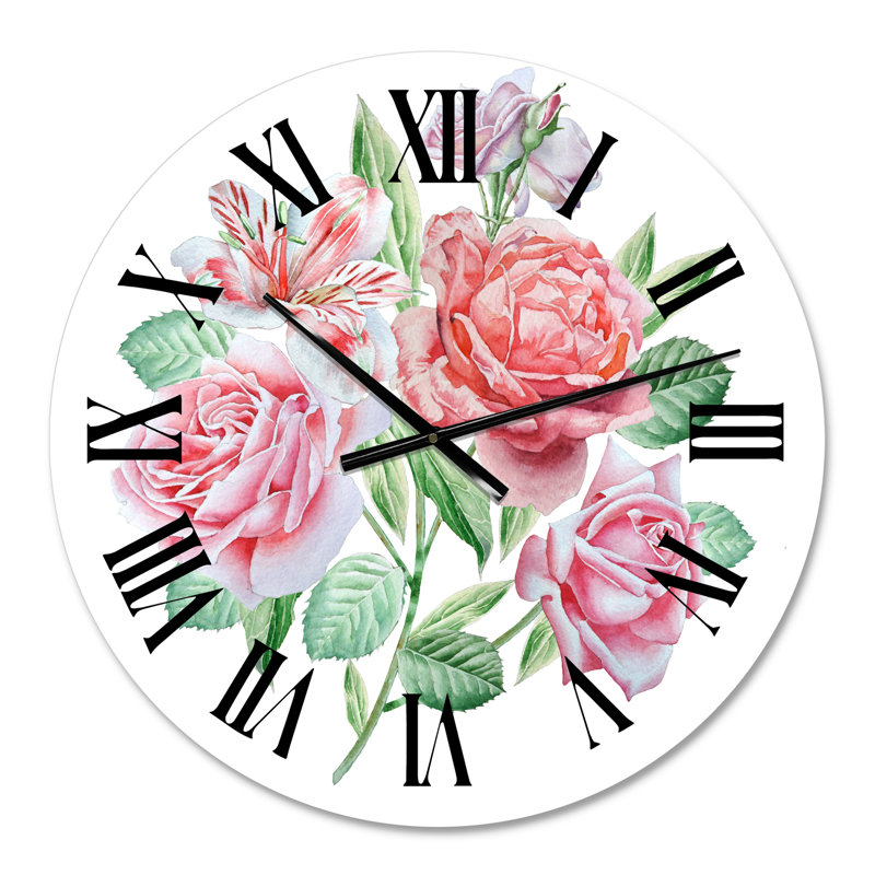 Spring Flowers Alstroemeria Rose - Traditional wall clock, Small