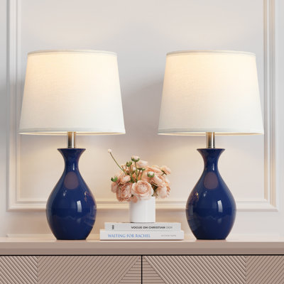 19”Ceramic Table Lamp Set of 2, Modern Bedside Lamps for Nightstand, Bedroom, Living Room with Rocker Switch