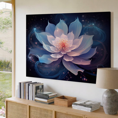 Toile, reproduction abstraite envoûtante d'une fleur délicate avec art mural, pétales fluides en rose pâle et lumière