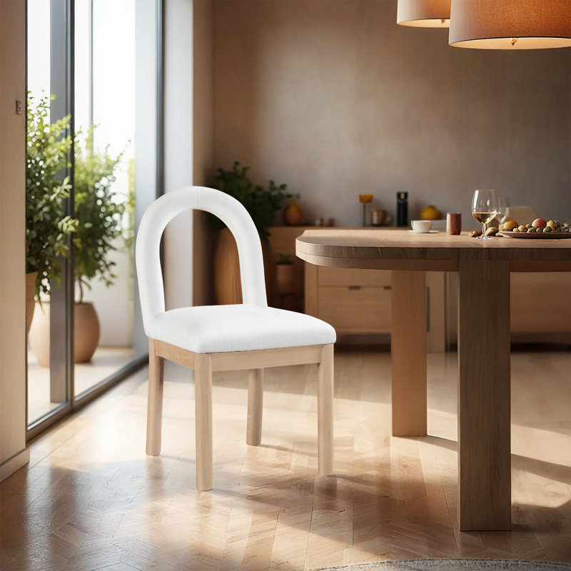 Chaise Macleod, Tissu crème texturé en lin, Naturel