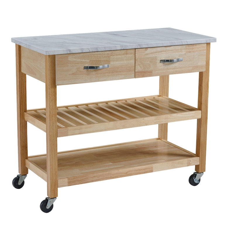 Chariot de cuisine Cherise avec comptoir personnalisable, Imitation marbre