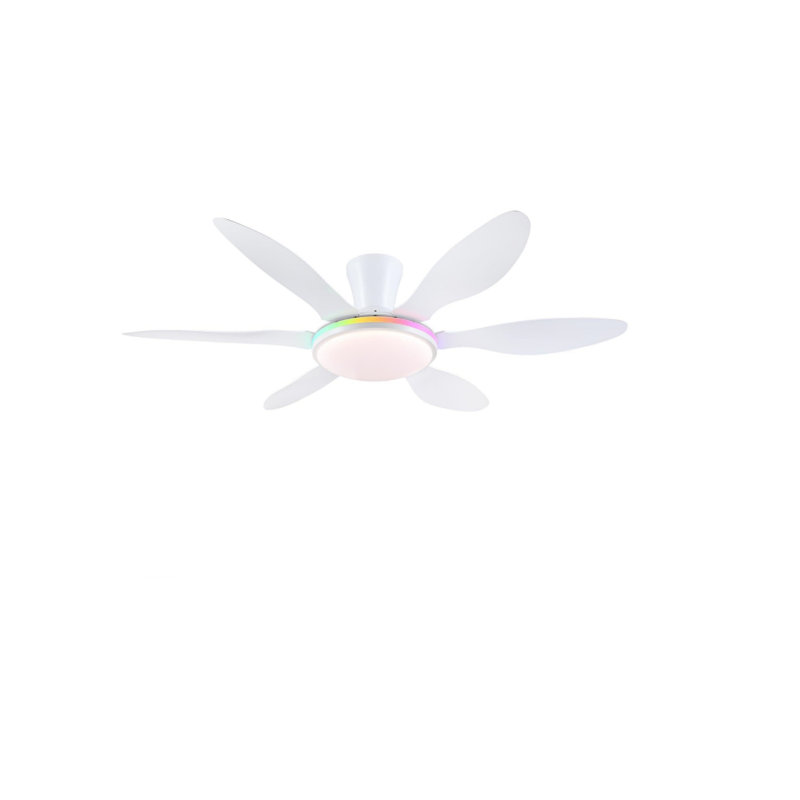 51" Flush Mount Ceiling Fan And Remote Control, White