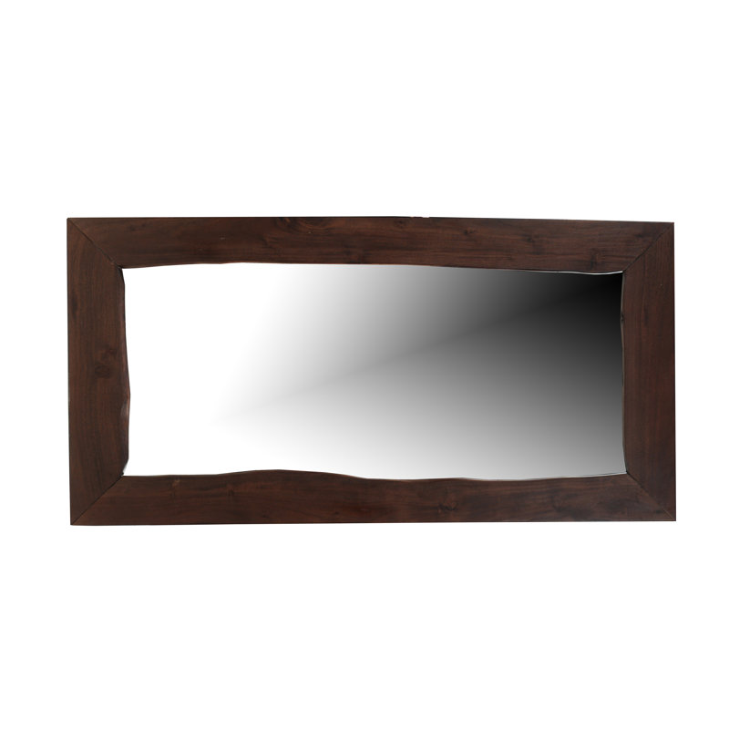 Live Edge Solid Wood Accent Mirror, Dark Walnut