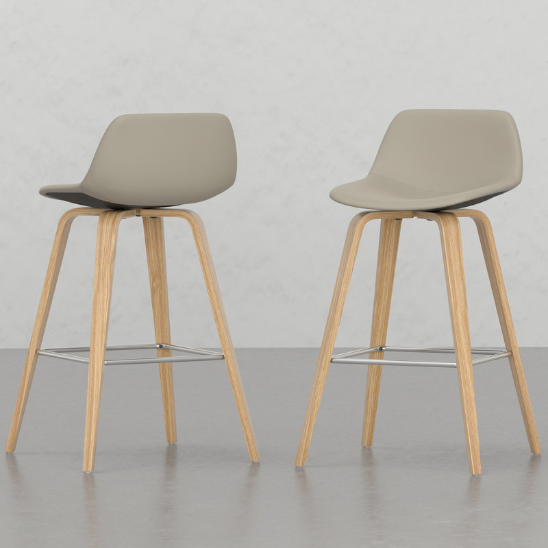 Tabouret en bois cintré (ensemble de 2), Naturel / naturel, Beige