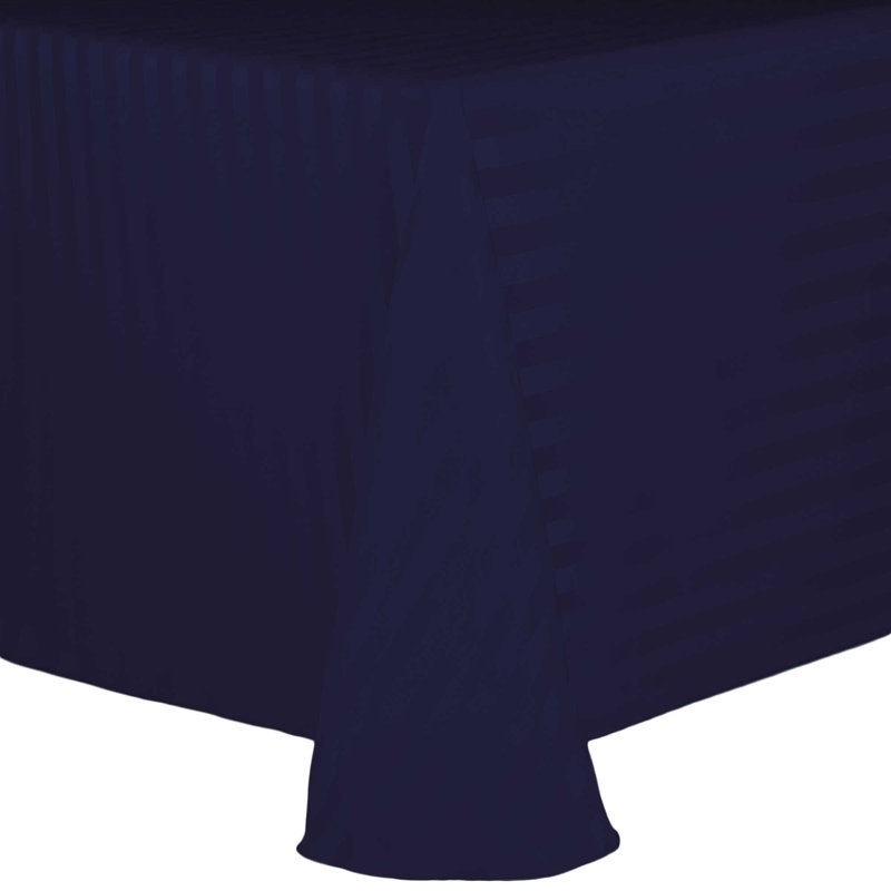 Ultimate Textile Satin Stripe Rectangular Tablecloth, 10, Navy, 156" x 108"