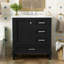 Ensemble de meuble-lavabo moderne avec lavabo 30 po, meuble-lavabo moderne avec porte à fermeture douce et 3 tiroirs, structure en bois massif (noir)