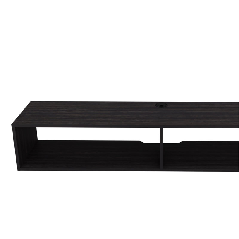 Support média flottant en mélamine avec deux tablettes. Wengé