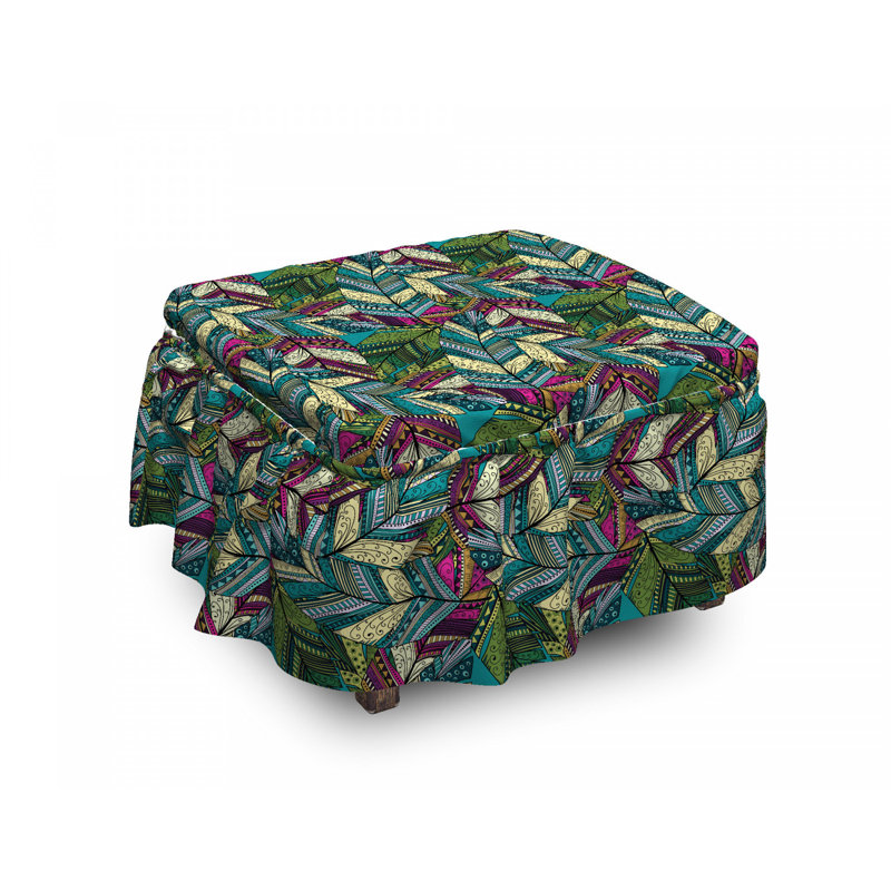 Ensemble de housse pour repose-pieds à coussins carrés de boîtes 2 pièces abstract exotiques